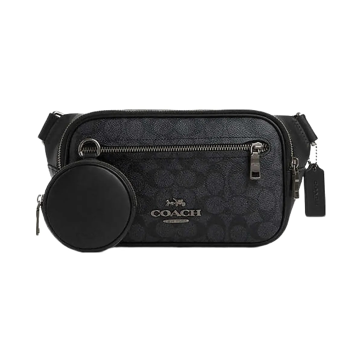 Coach Elias Belt Bag In Signature Canvas Signature Canvas-Gunmetal-Charcoal-Black - HypeFly India View 1