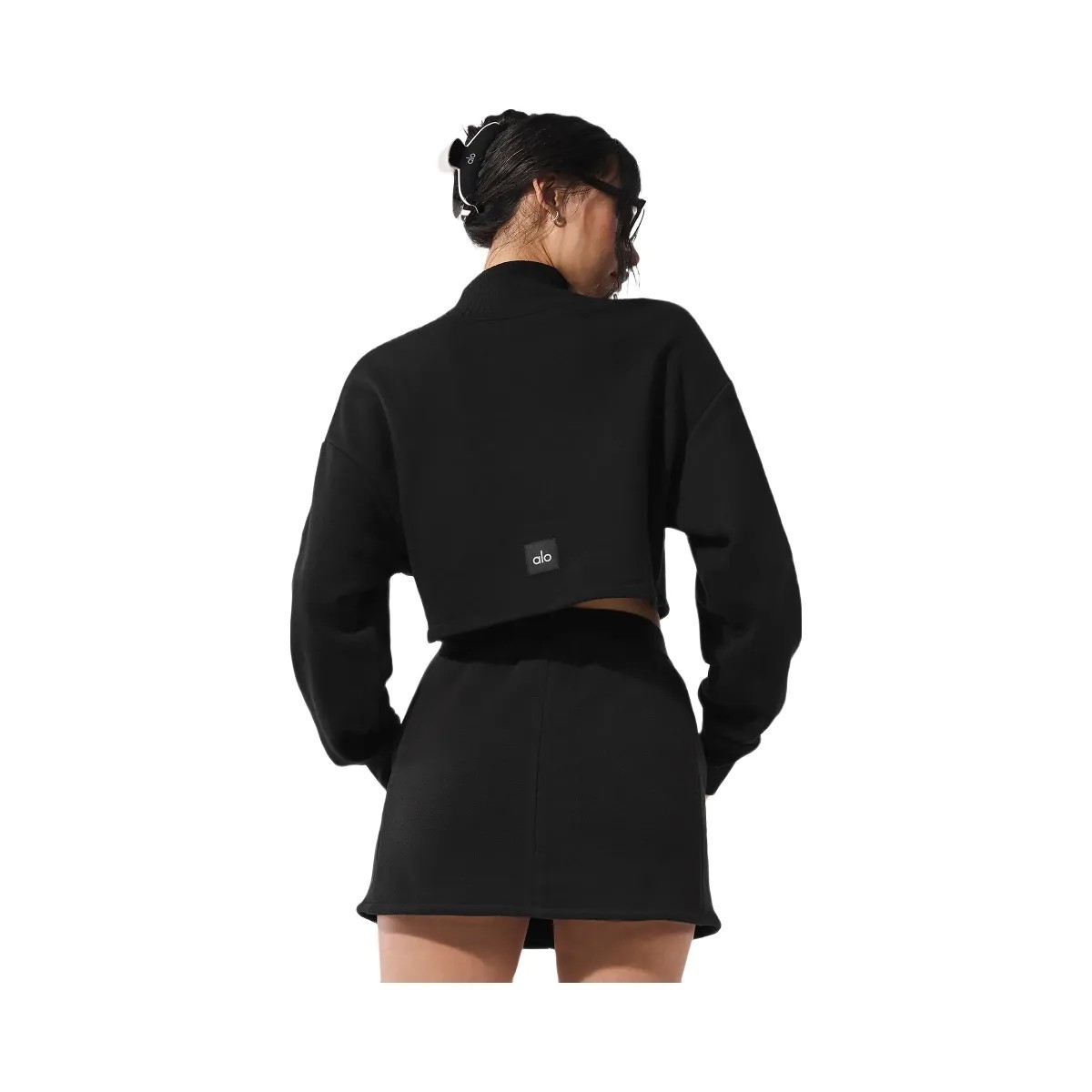 Alo Women's Cropped Serenity Coverup - Black - HypeFly India View 3