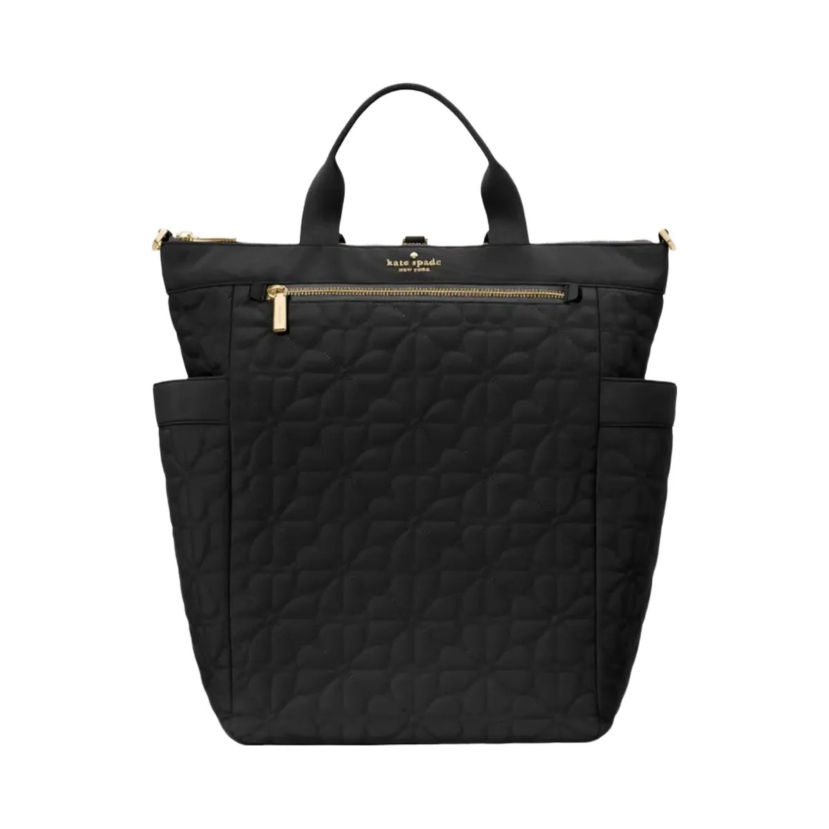 Kate Spade Flower Quilted Fabric Convertible Backpack Black - HypeFly India View 1