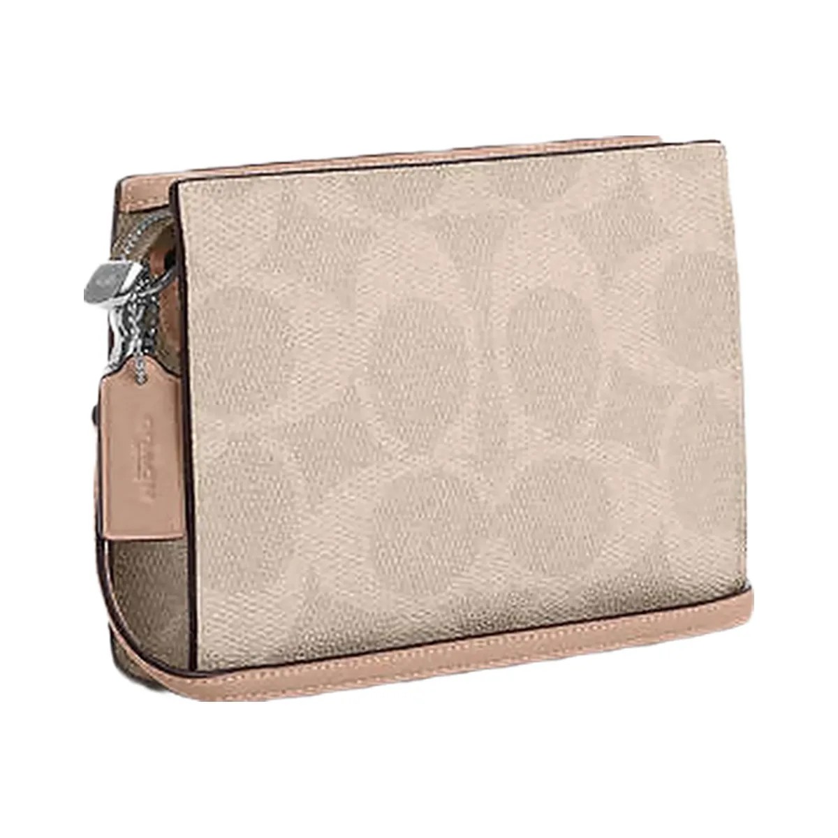 Coach Slim Crossbody Bag In Signature Canvas Signature Canvas-Silver-Sand-Taupe - HypeFly India View 3