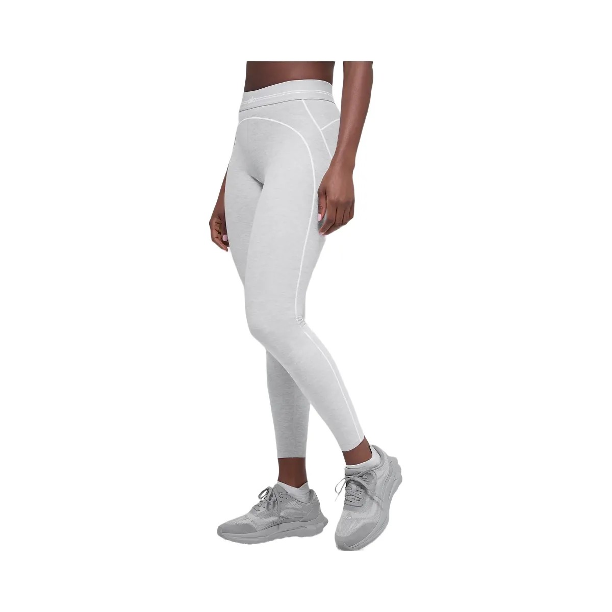 Alo Women's 7/8 High-Waist Alosoft Heart Throb Legging - Athletic Heather Grey/White - HypeFly India View 4