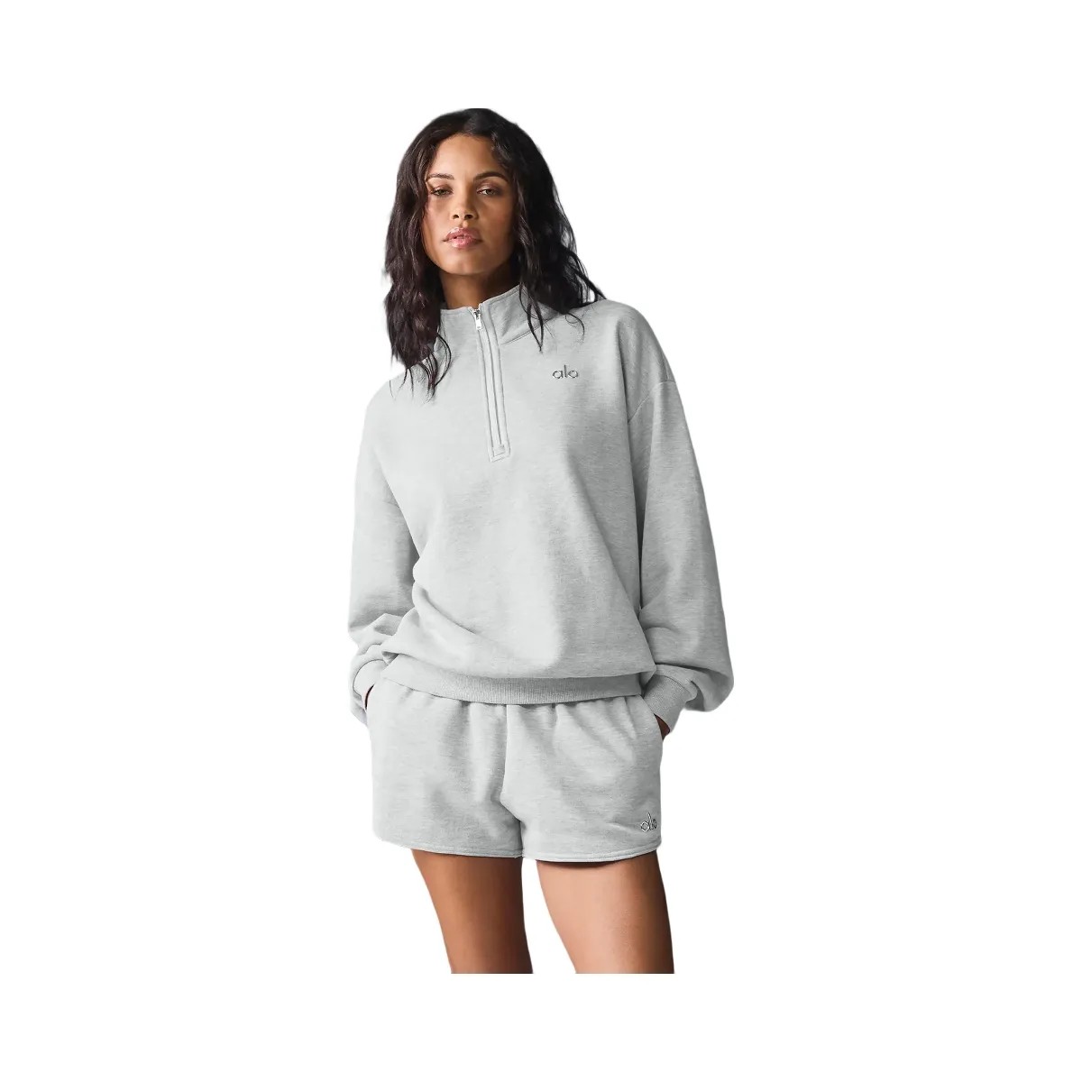 Alo Women's Accolade 1/4 Zip Pullover - Athletic Heather Grey - HypeFly India View 1