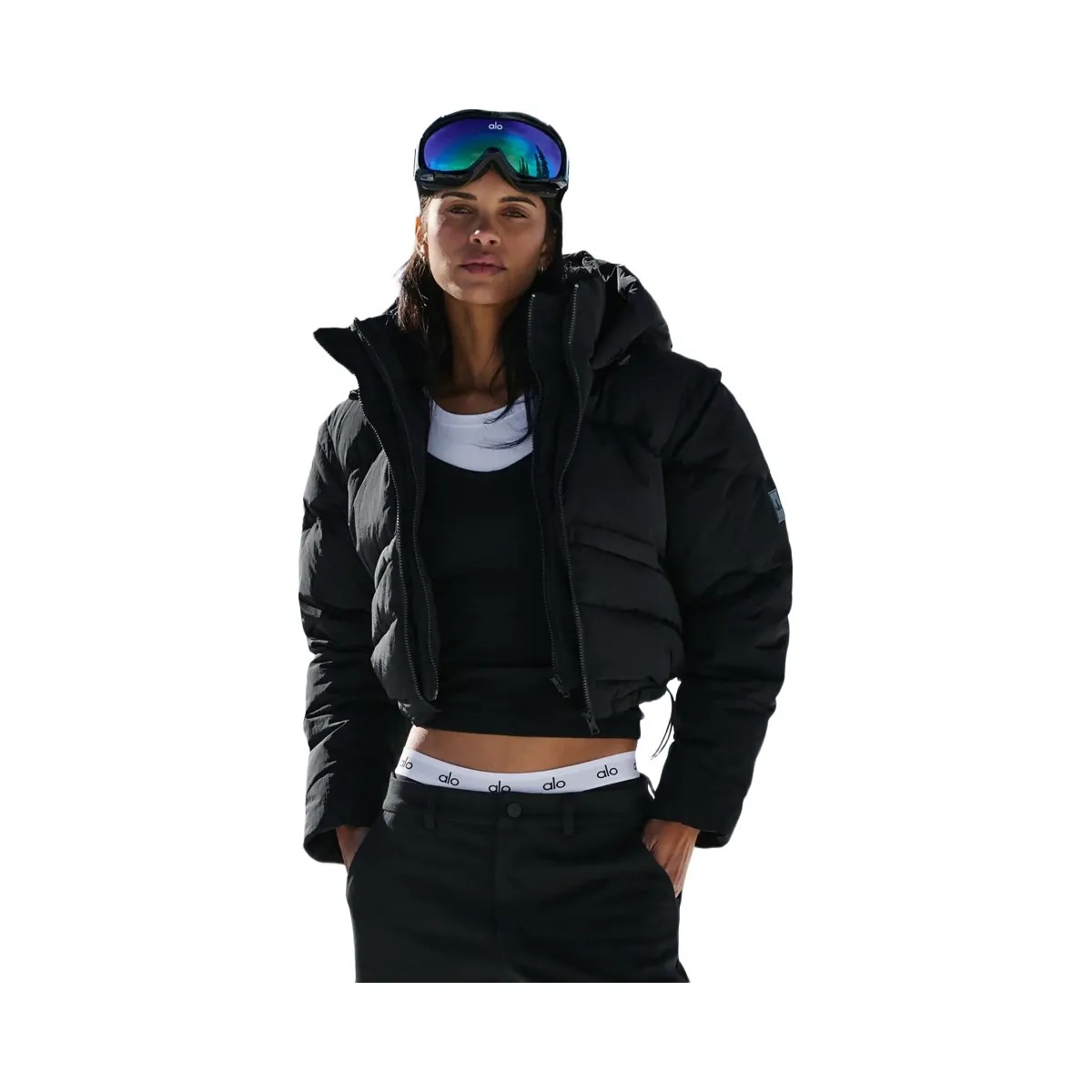 Alo Women's Glacier Puffer - Black - HypeFly India View 5