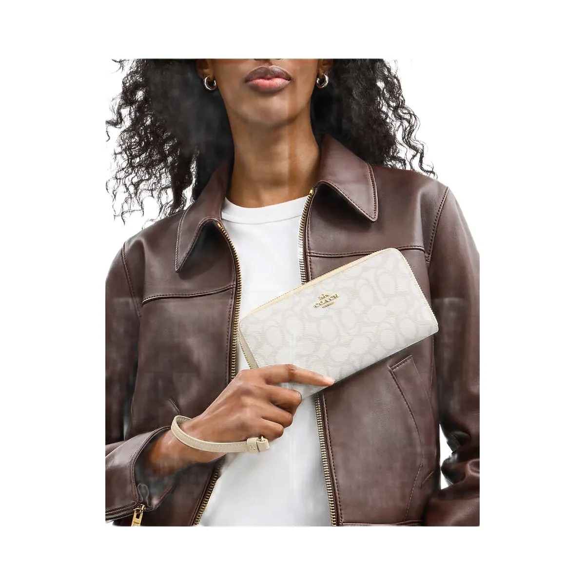 Coach Long Zip Around Wallet In Sketch Signature Canvas Signature Canvas-Gold-Ivory - HypeFly India View 3