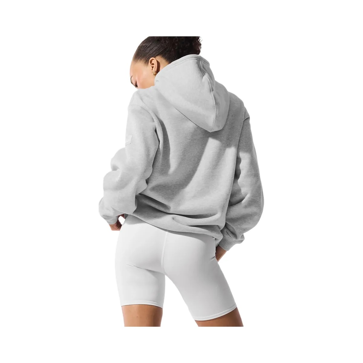 Alo Women's Renown Heavy Weight Hoodie - Athletic Heather Grey - HypeFly India View 3