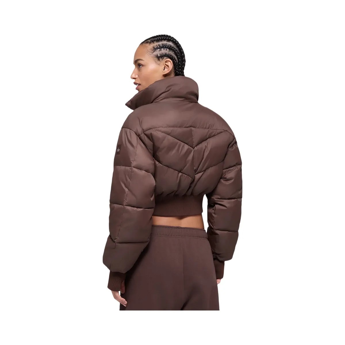 Alo Women's Cropped Atmosphere Puffer - Brownstone - HypeFly India View 3