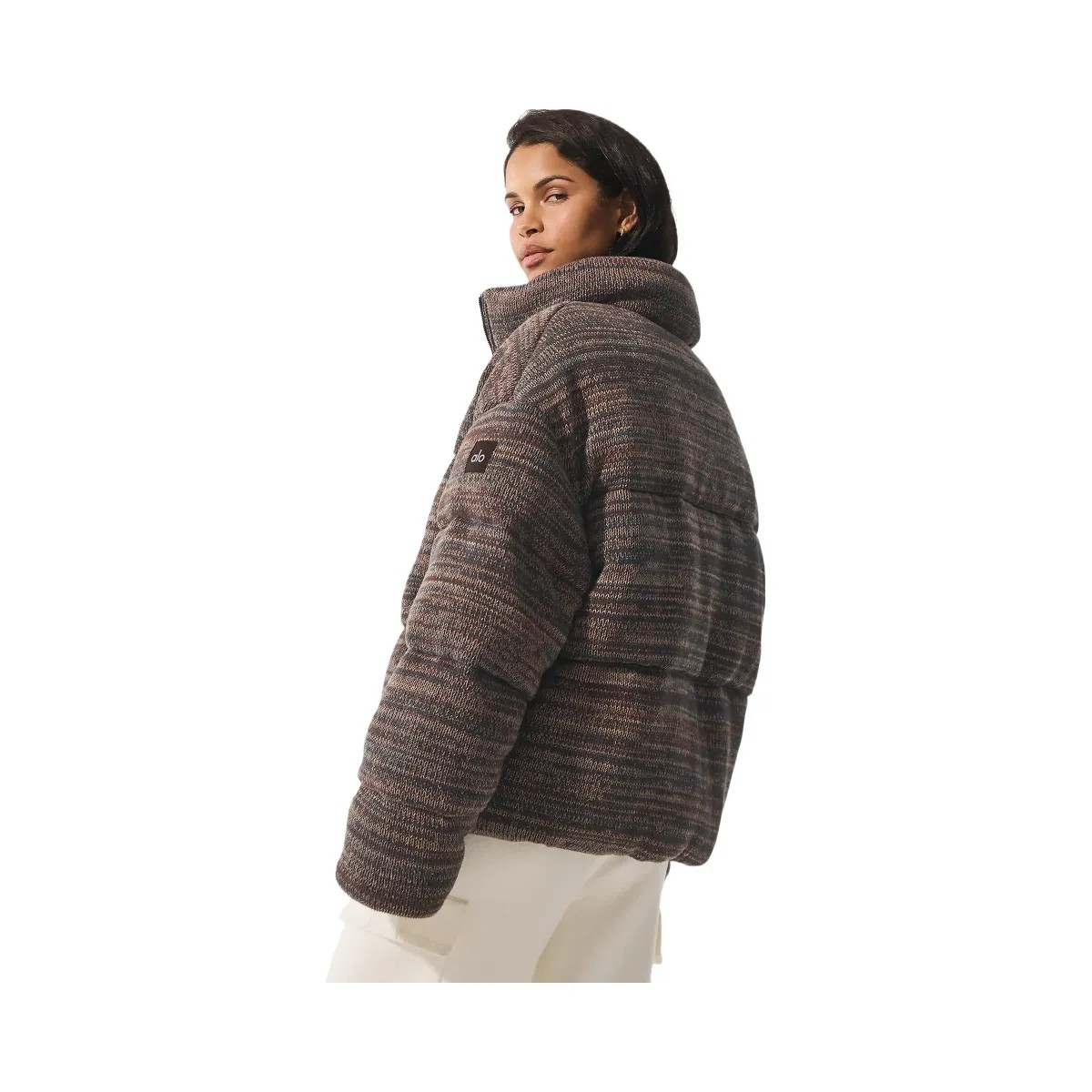 Alo Women's Stage Sweater Puffer - Brown Multi - HypeFly India View 4