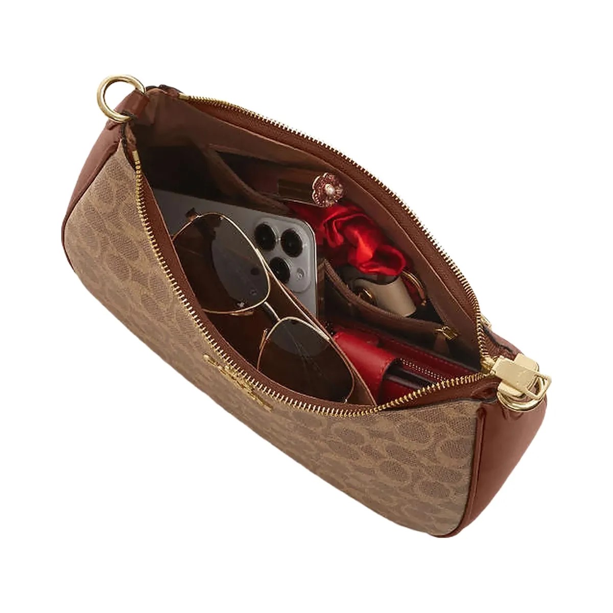 Coach Teri Hobo Bag In Signature Canvas Signature Canvas-Gold-Tan-Brown - HypeFly India View 4