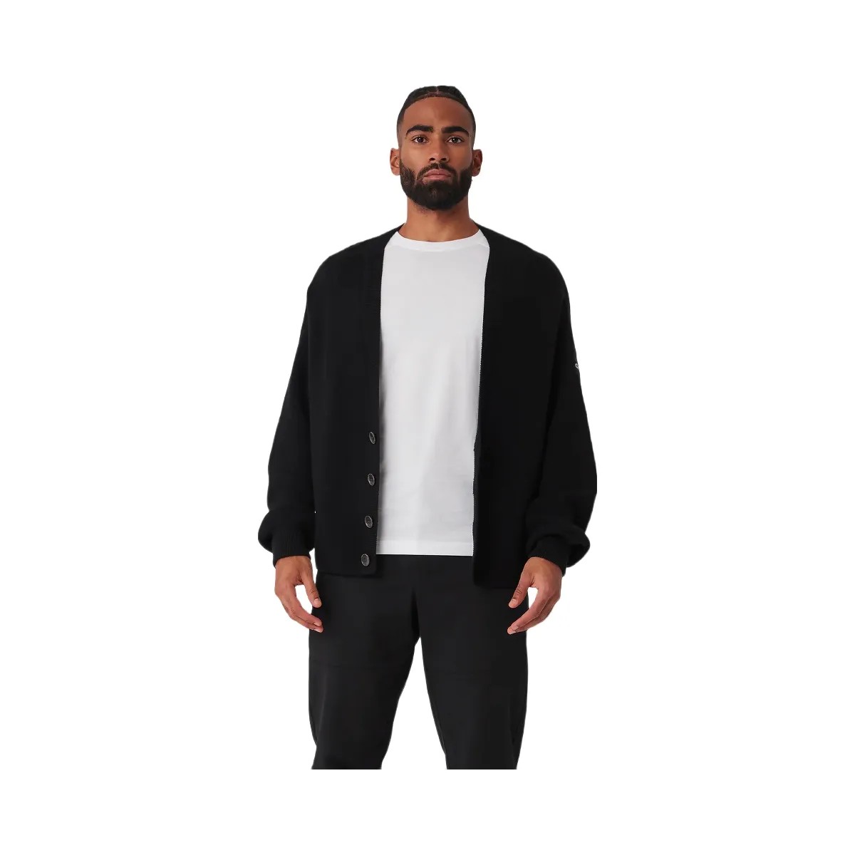 Alo Men's Scholar Cardigan Sweater - Black - HypeFly India View 1