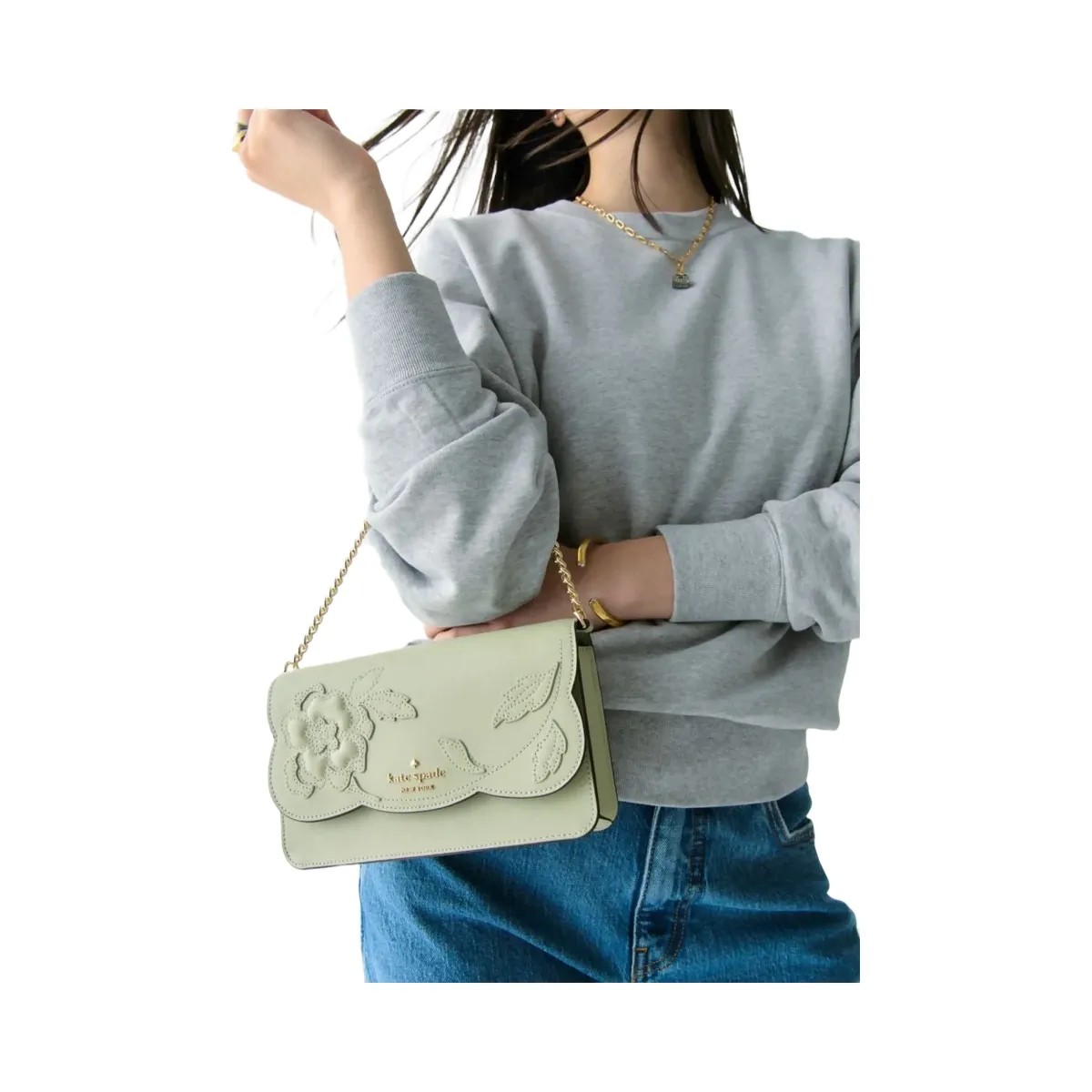 Kate Spade Madison Floral Applique Willow Mini Crossbody Sage Bundle - HypeFly India View 2