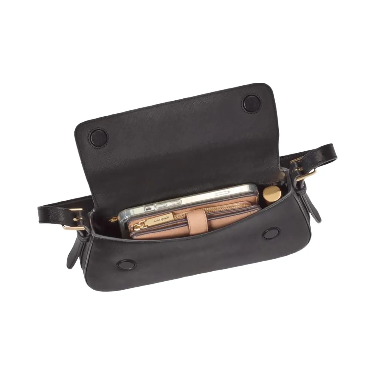 Kate Spade Madison Saffiano Leather Small Flap Shoulder Bag Black - HypeFly India View 6