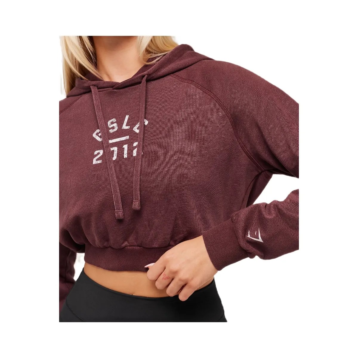 Gymshark Lifting Club 2012 Graphic Cropped Hoodie - Rich Maroon/Wash - HypeFly India View 6