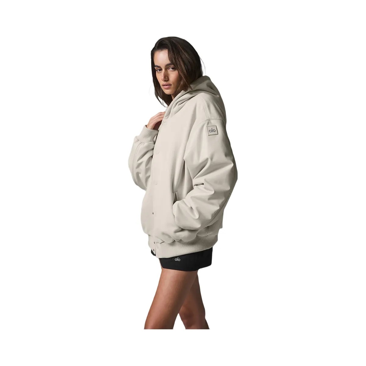 Alo Women's Select Hooded Bomber Jacket - Bone - HypeFly India View 2