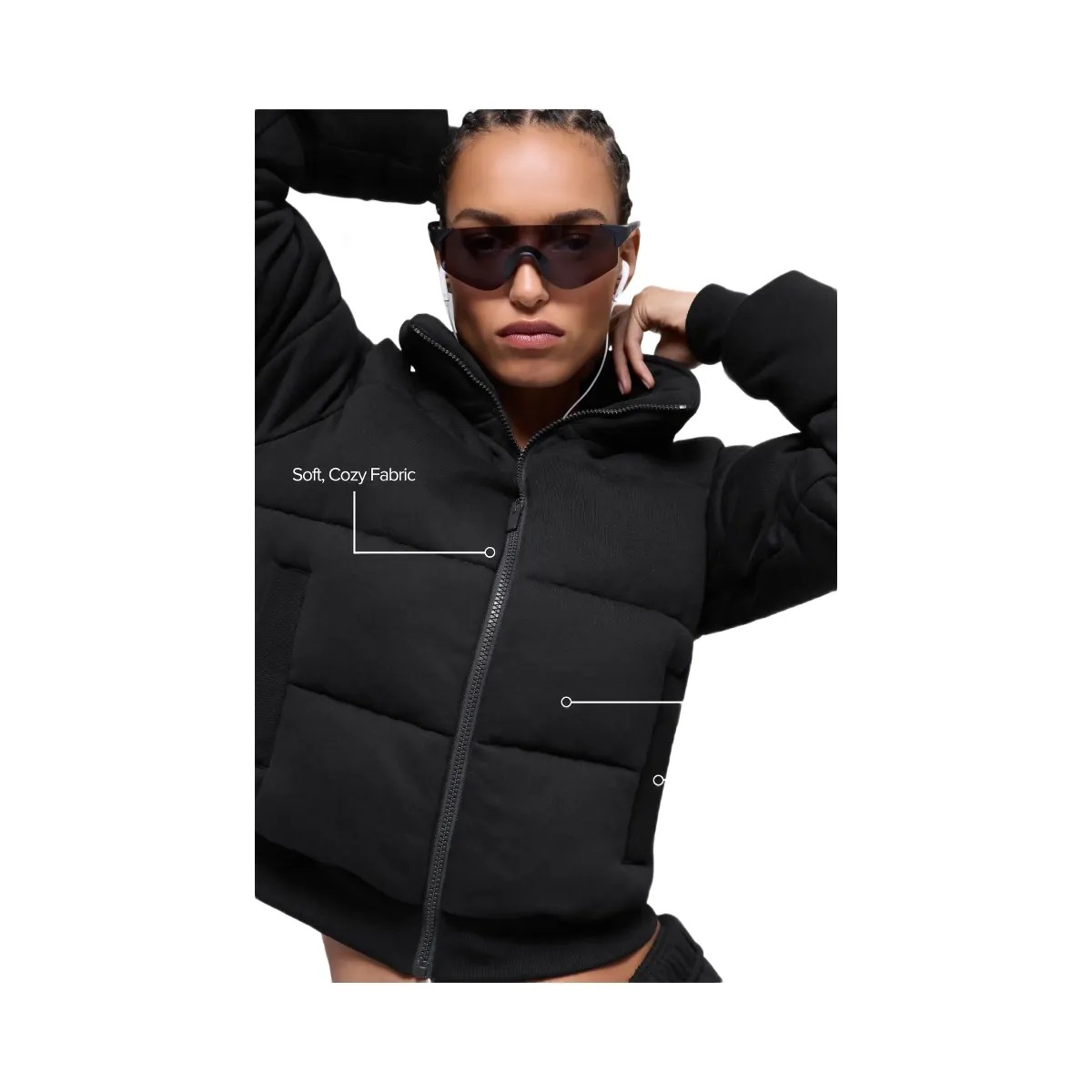 Alo Women's Sweatshirt Puffer - Black - HypeFly India View 2