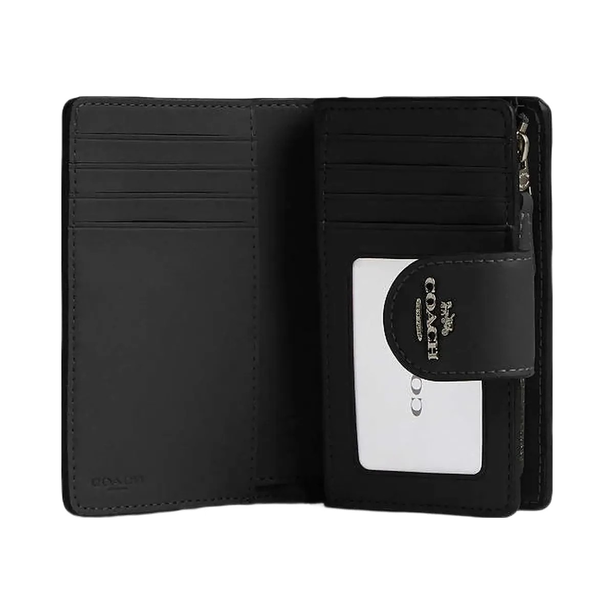 Coach Medium Corner Zip Wallet In Signature Canvas Signature Canvas-Gunmetal-Charcoal-Black - HypeFly India View 2