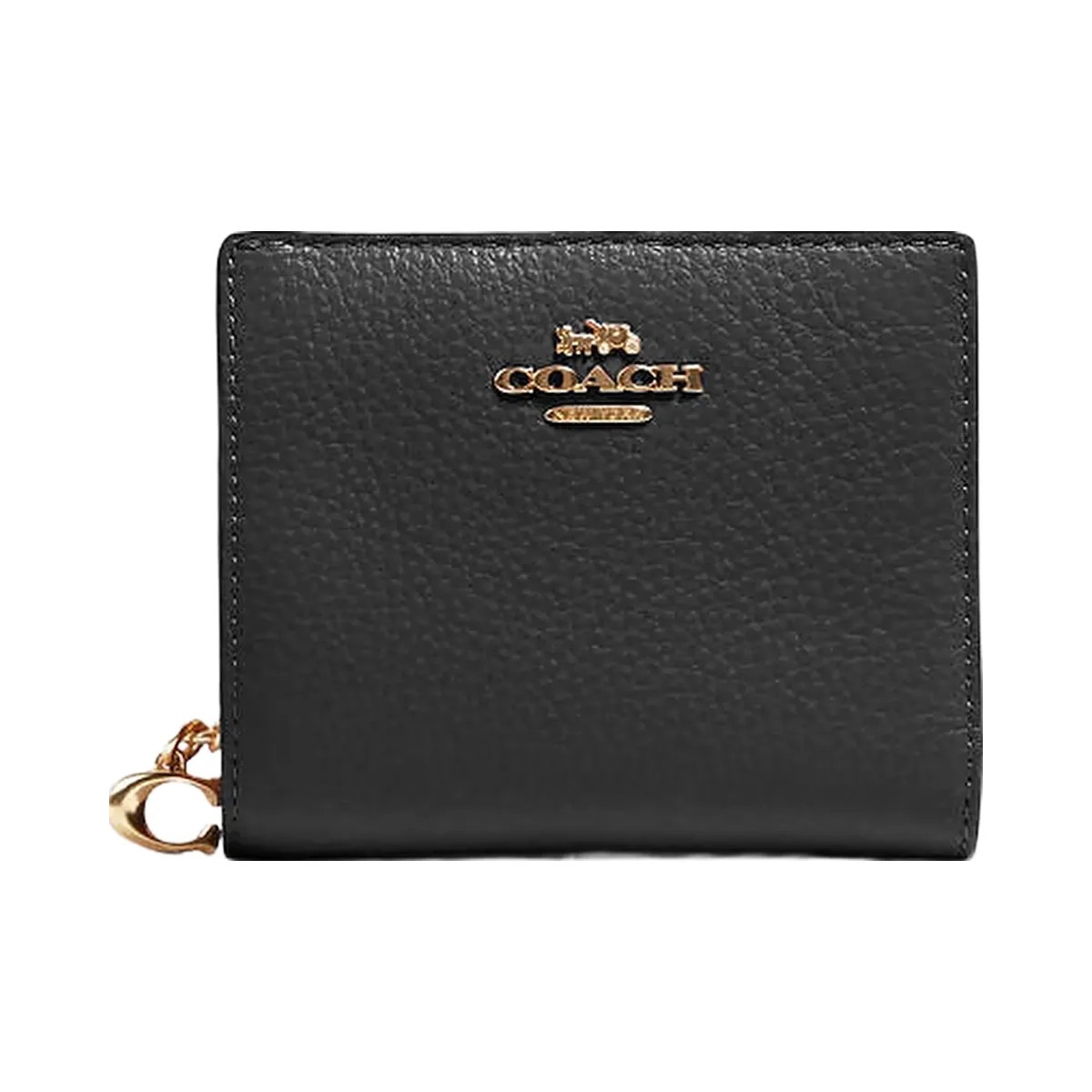 Coach Snap Wallet Pebbled Leather-Gold-Black - HypeFly India View 1