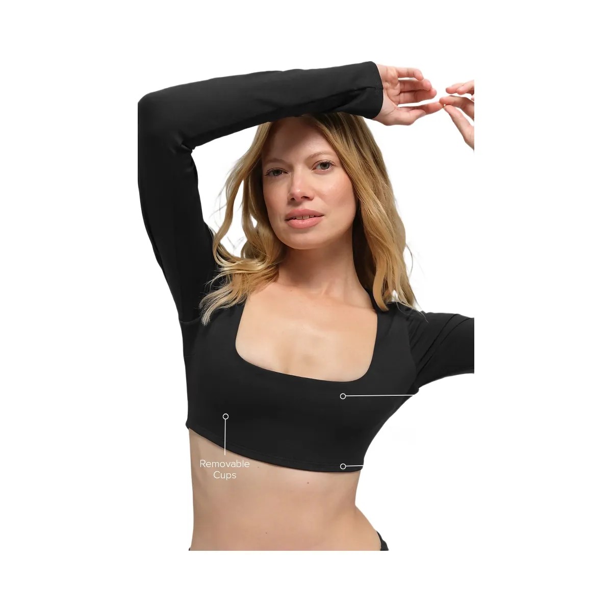 Alo Women's ALO Softsculpt Precision Long Sleeve Bra - Black - HypeFly India View 2