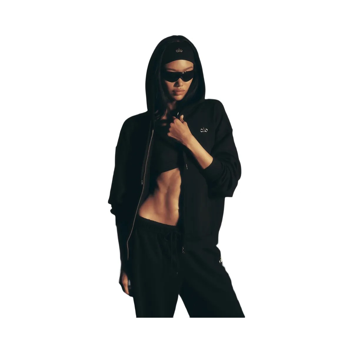 Alo Women's Accolade Full Zip Hoodie - Black - HypeFly India View 5