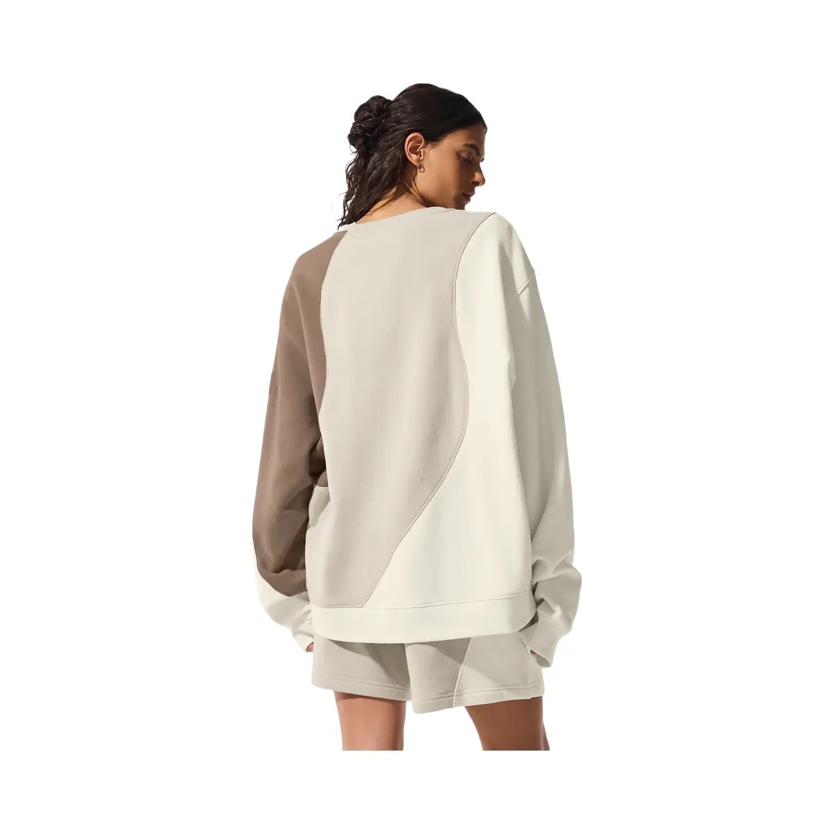 Alo Women's Make Waves Crew Neck Pullover - Ivory/Bone/Gravel - HypeFly India View 3