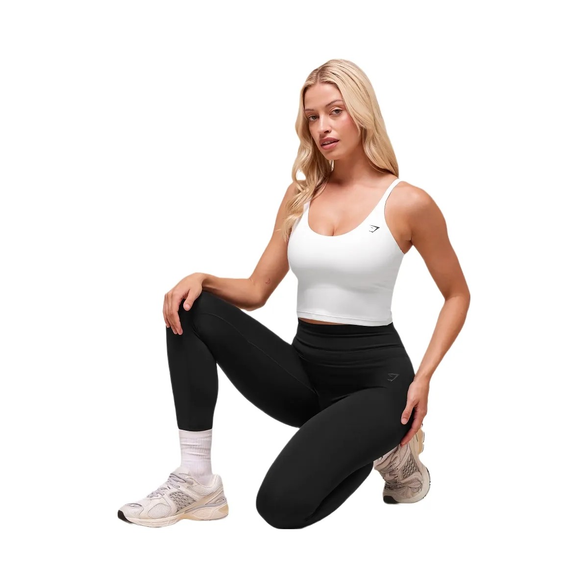 Gymshark Training Cami Tank With Shelf - White - HypeFly India View 4
