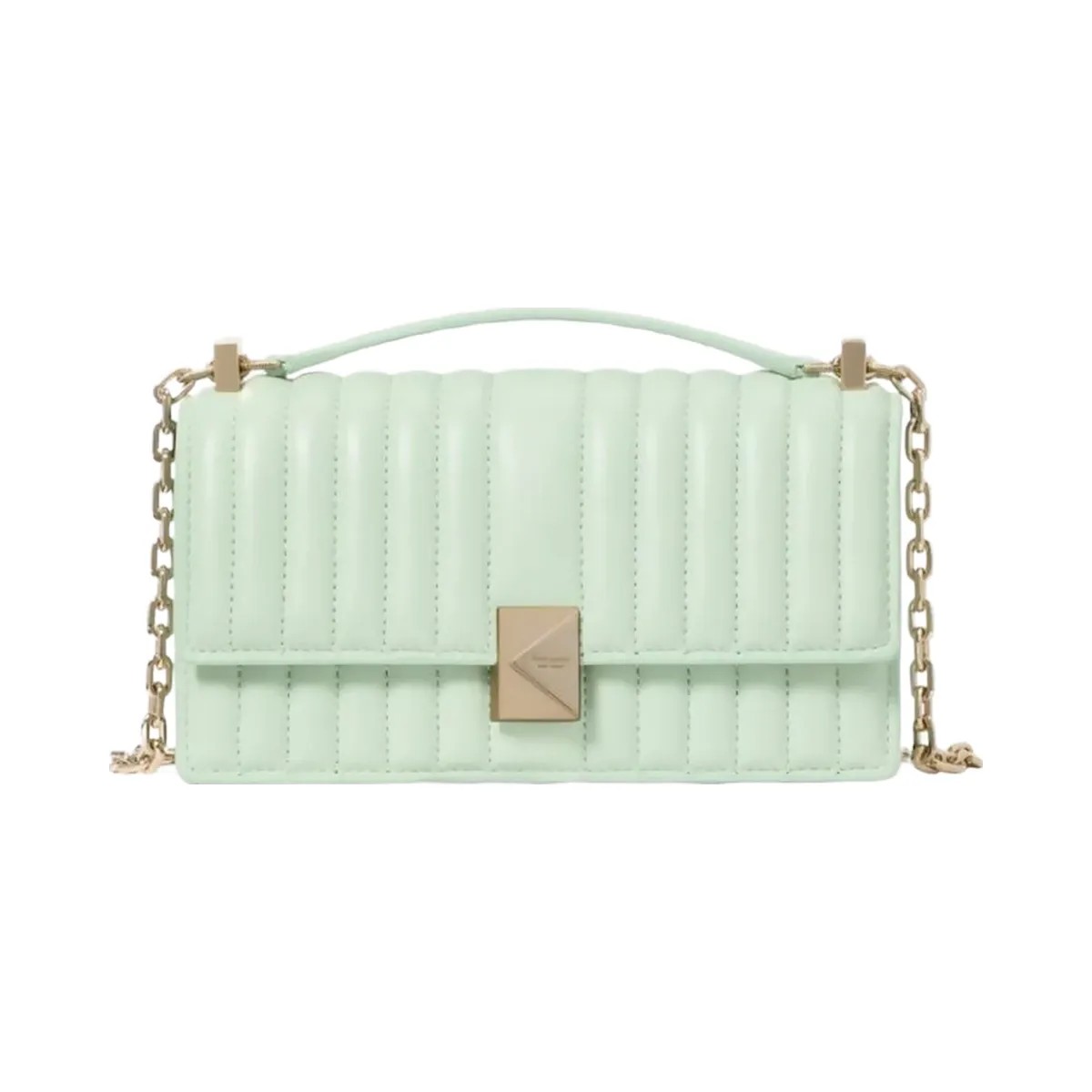Kate Spade Deco Quilted Mini Flap Chain Crossbody Pistachio Ice - HypeFly India View 1
