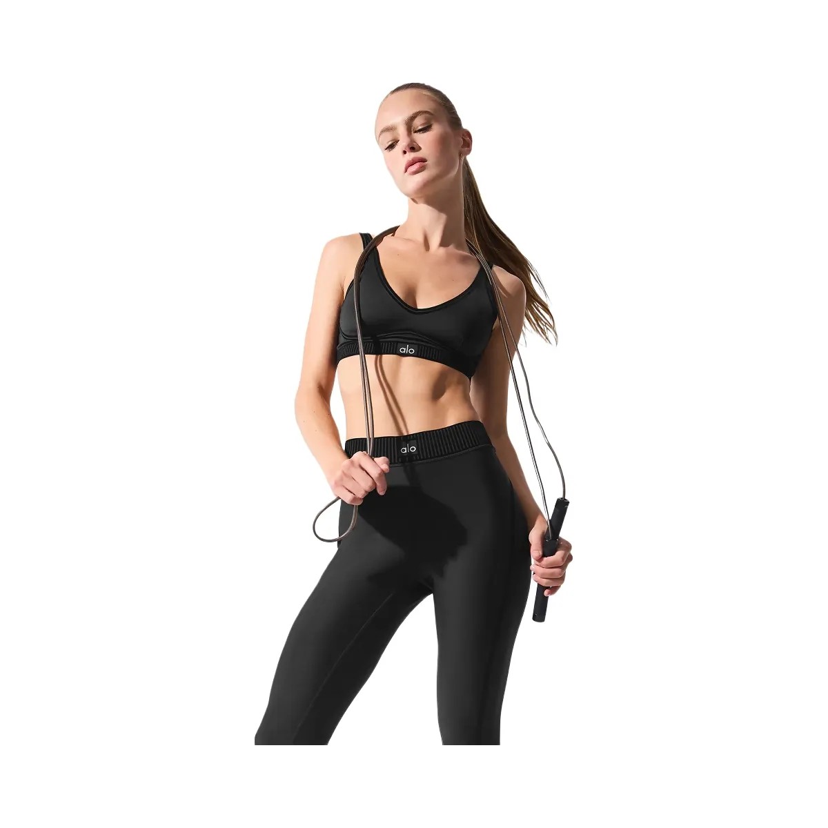 Alo Women's Airlift Line Up Bra - Black - HypeFly India View 2