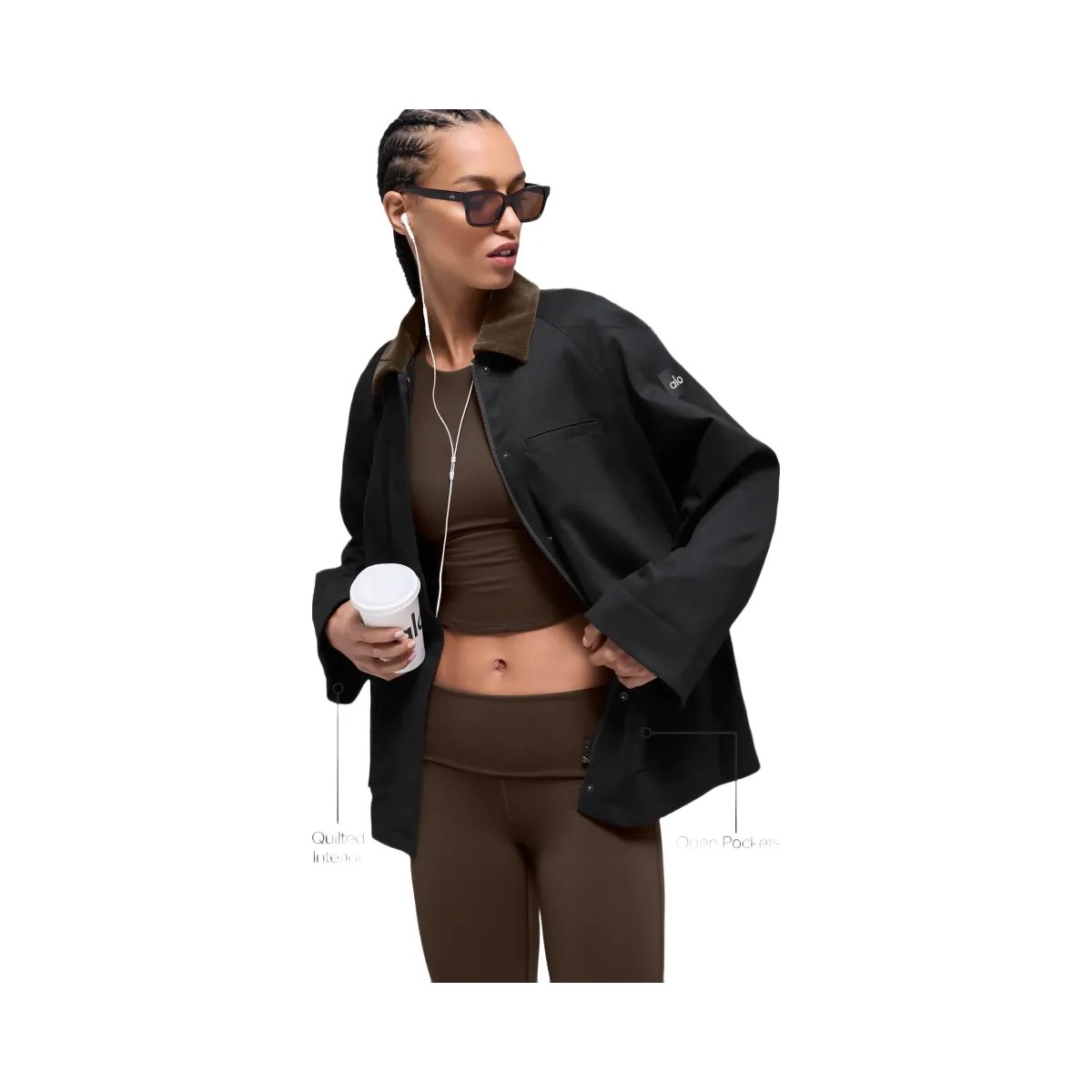 Alo Women's Twill Barn Jacket - Black/Espresso - HypeFly India View 1