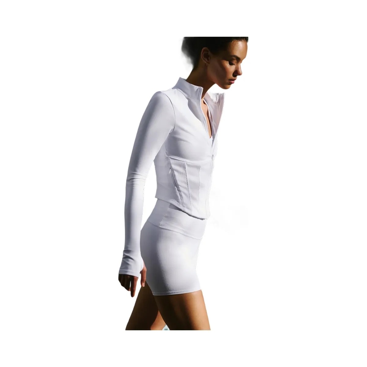 Alo Women's 5" Airbrush High-Waist Biker Short - White - HypeFly India View 5
