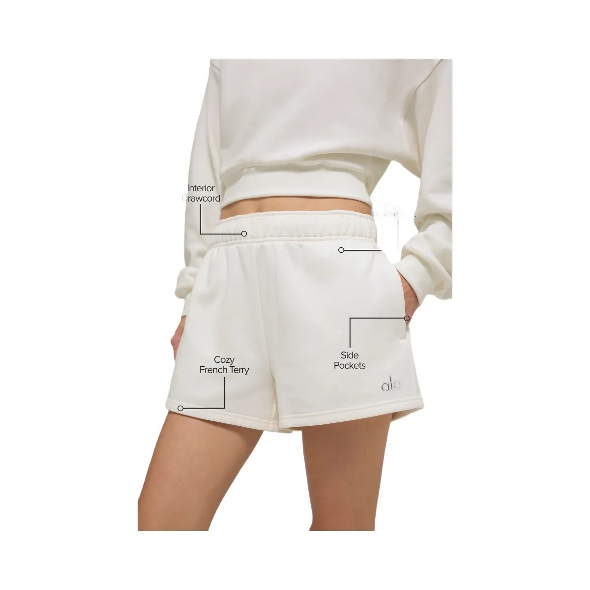 Alo Women's Accolade Short - Ivory - HypeFly India View 2