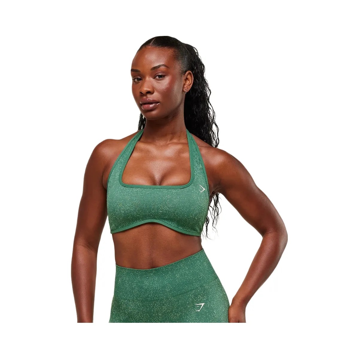 Gymshark Adapt Fleck x Whitney Halterneck Sports Bra - Lift Green/Clay Green - HypeFly India View 6