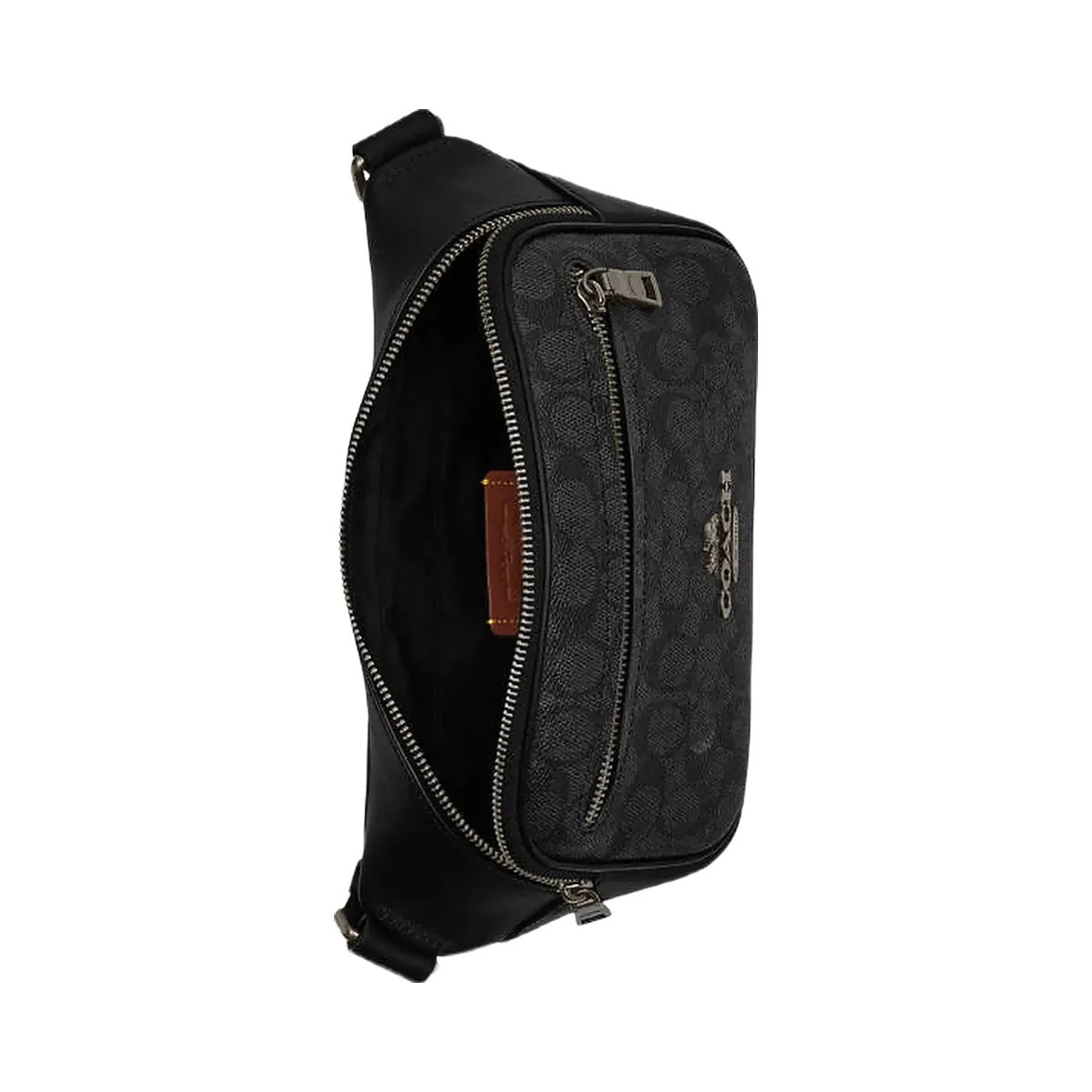 Coach Elias Belt Bag In Signature Canvas Signature Canvas-Gunmetal-Charcoal-Black - HypeFly India View 4