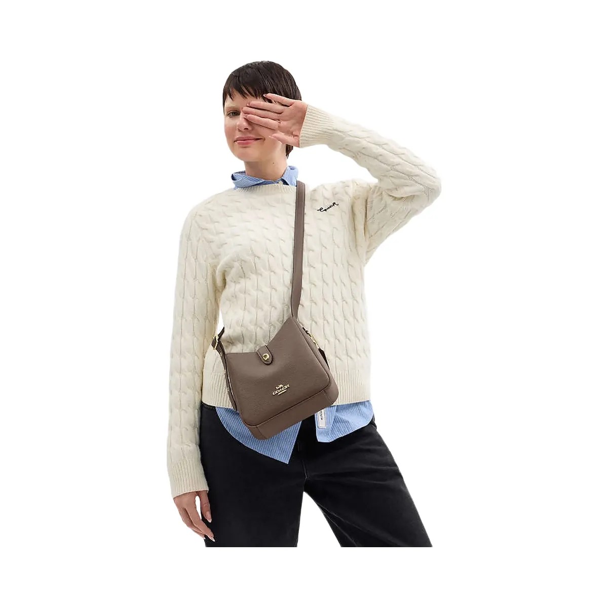 Coach Hadley Mini Crossbody Bag Pebbled Leather-Gold-Dark Stone - HypeFly India View 2