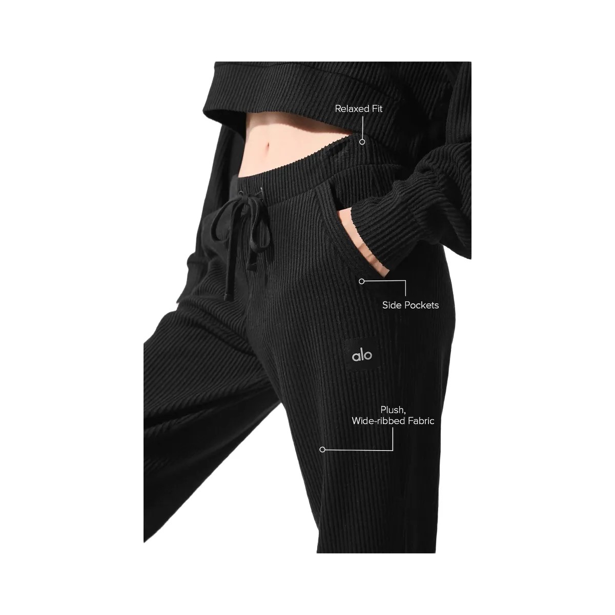 Alo Women's Muse Sweatpant - Black - HypeFly India View 2