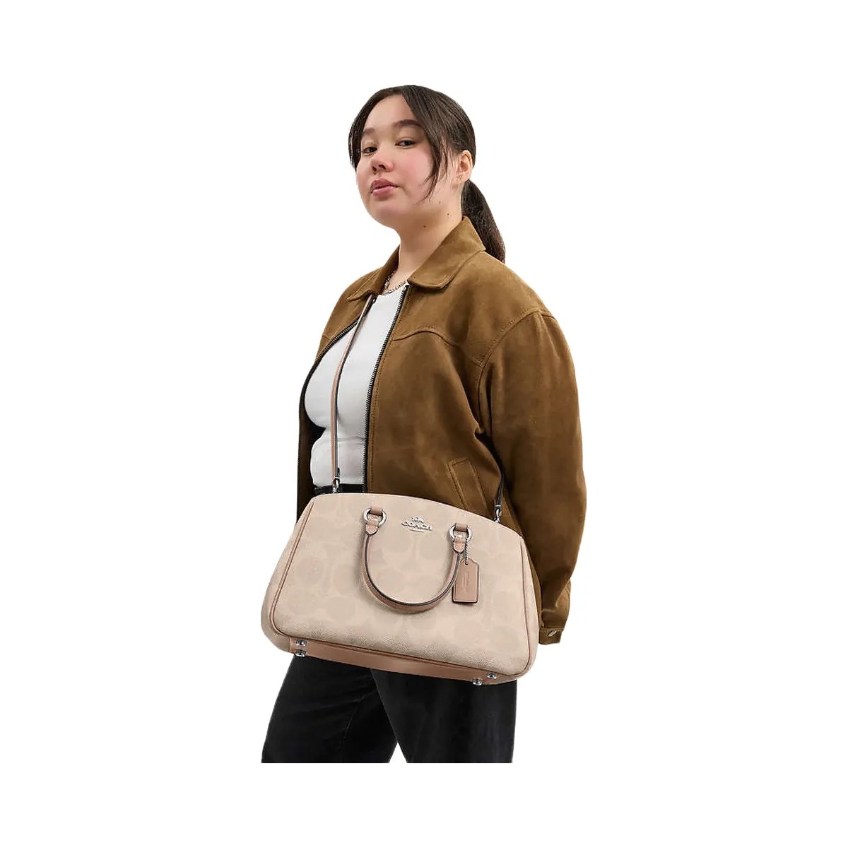 Coach Savannah Carryall Bag In Signature Canvas Signature Canvas-Silver-Sand-Taupe - HypeFly India View 2