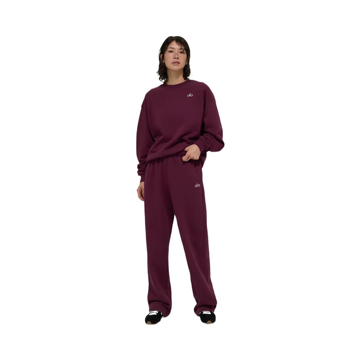 Alo Women's Accolade Straight Leg Sweatpant - Burgundy - HypeFly India View 4