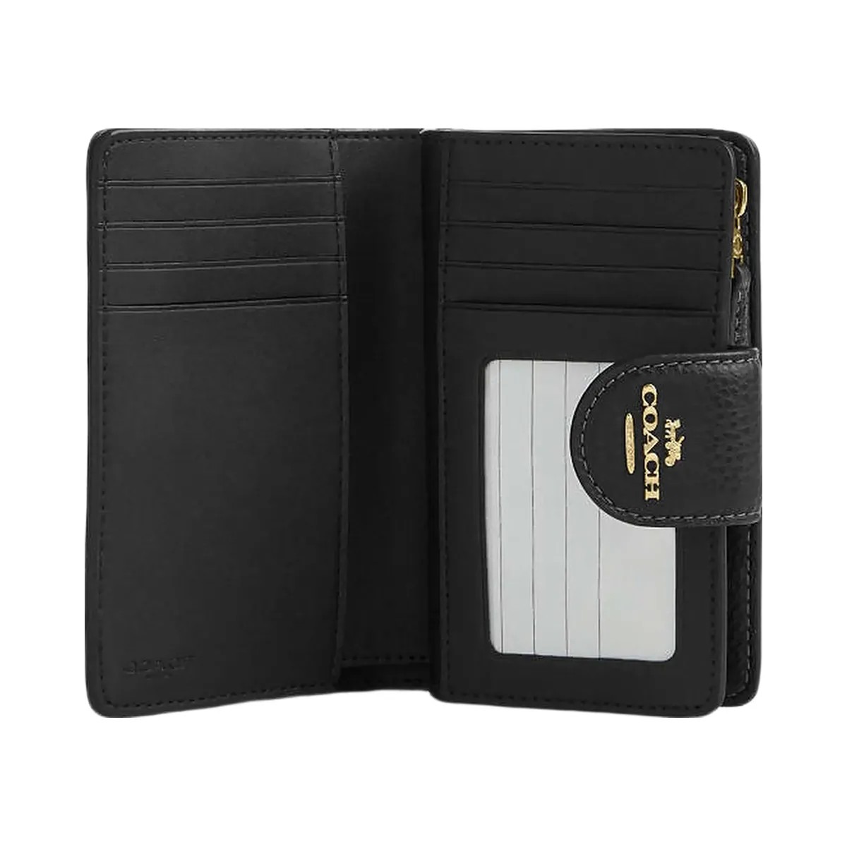 Coach Medium Corner Zip Wallet With Leopard Print Pebbled Leather Gold Leopard Multi - HypeFly India View 2