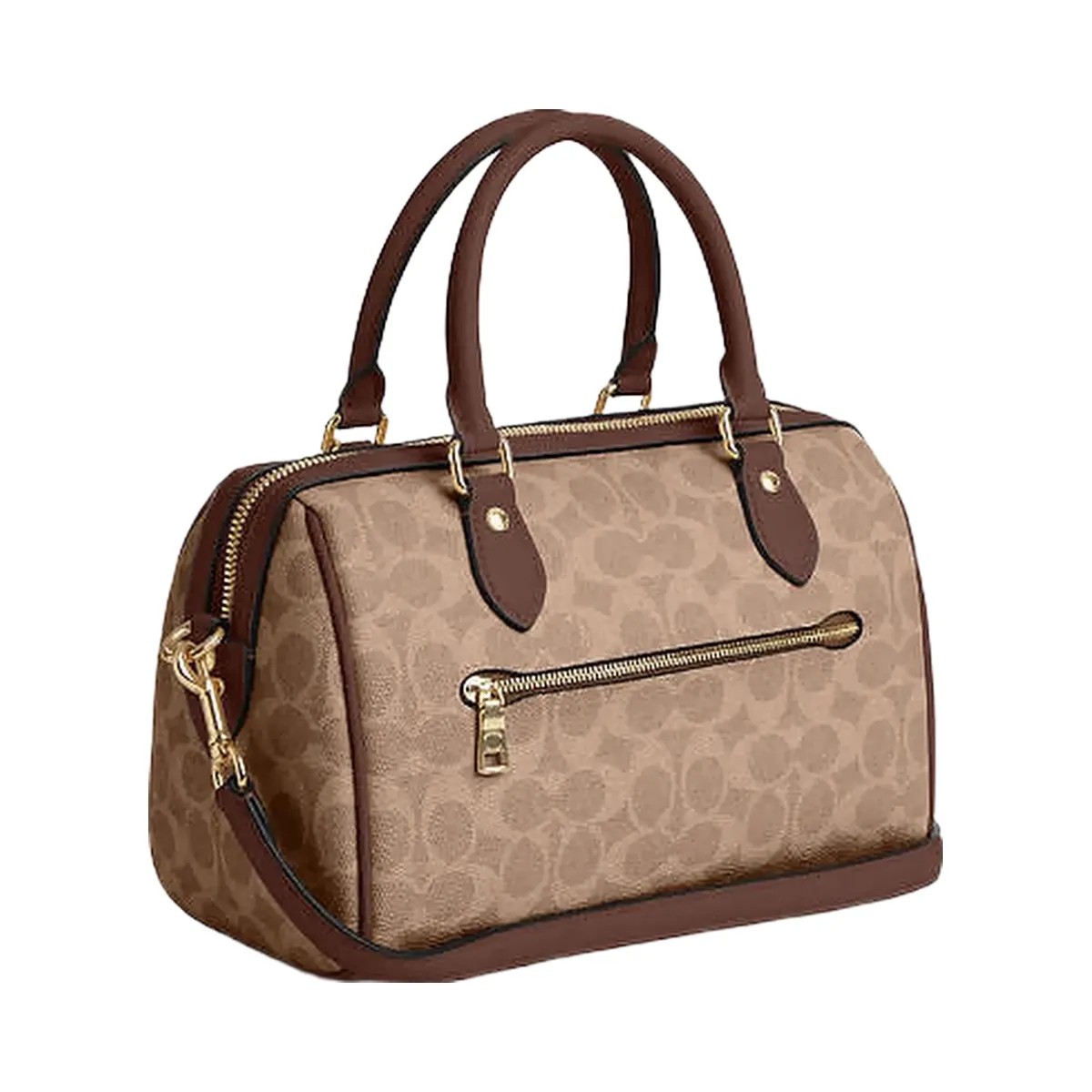 Coach Rowan Satchel Bag In Signature Canvas Signature Canvas-Gold-Tan-Brown - HypeFly India View 4