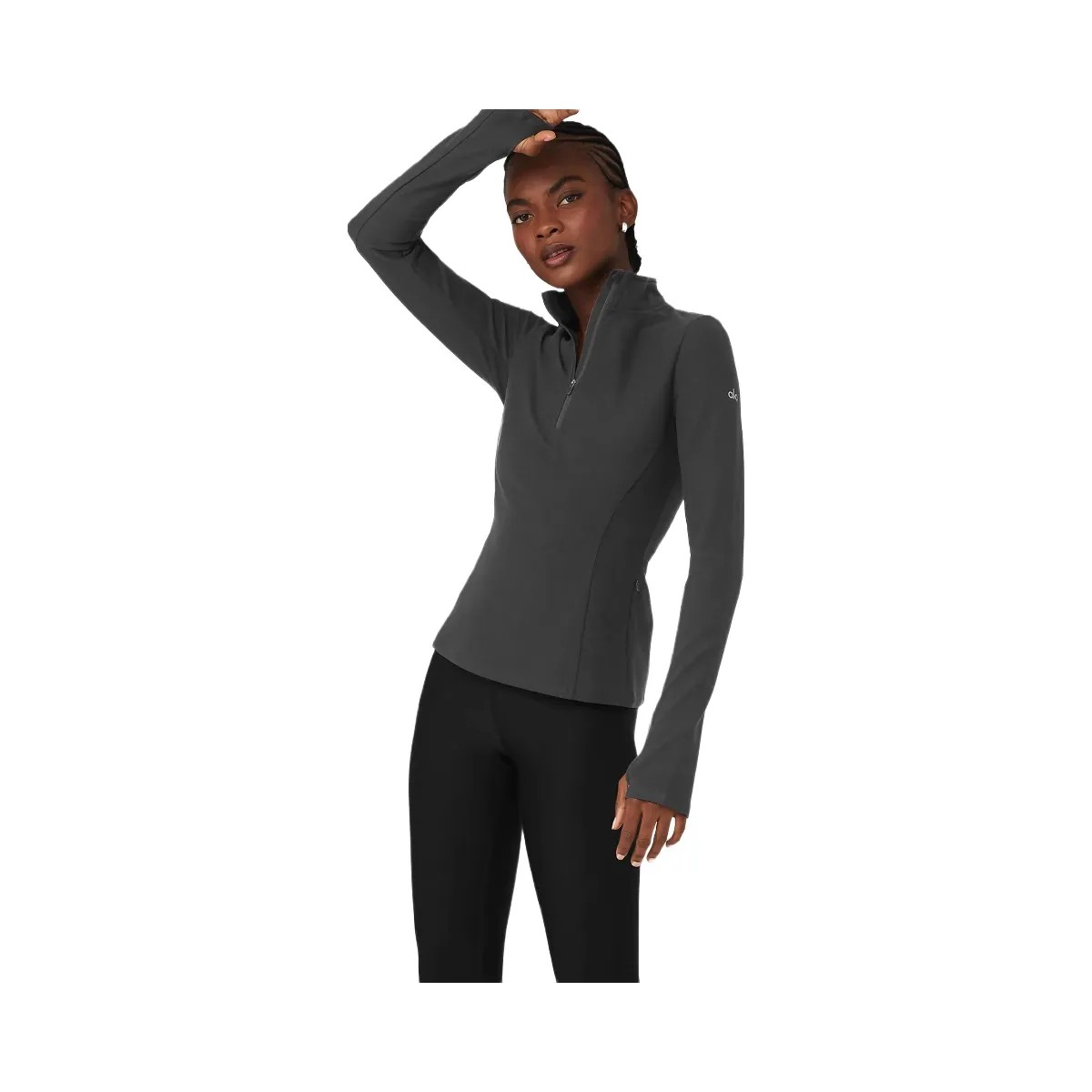 Alo Women's Alosoft 1/2 Zip Rapid Pullover - Anthracite - HypeFly India View 1