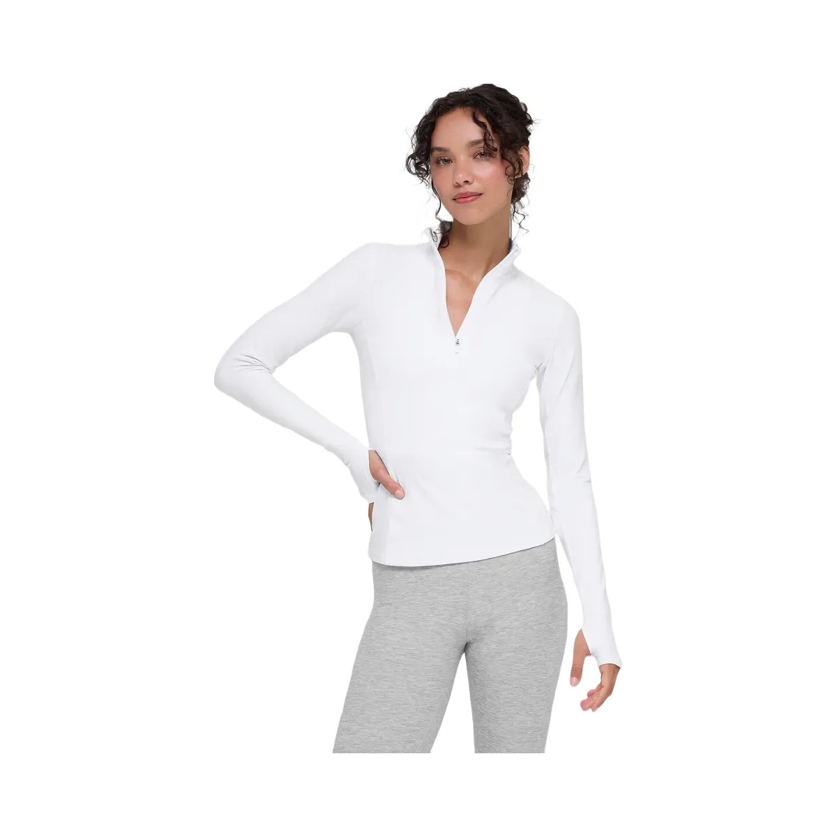 Alo Women's Alosoft 1/2 Zip Rapid Pullover - White - HypeFly India View 1