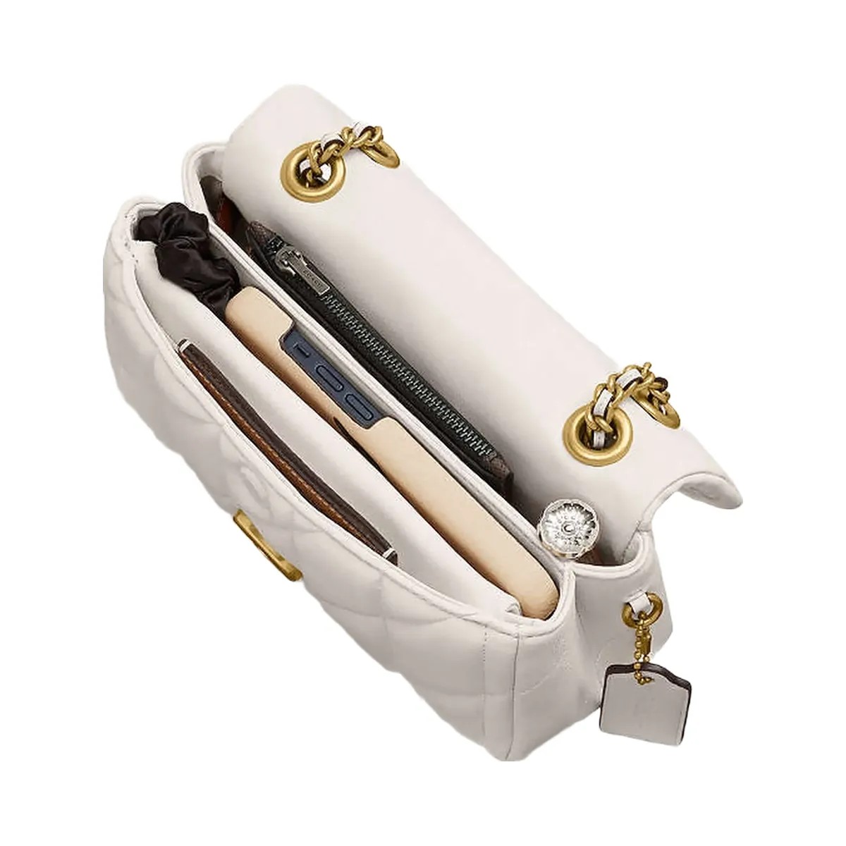 Coach Tabby Shoulder Bag 20 With Pillow Quilting Nappa Leather-Brass-Chalk - HypeFly India View 3