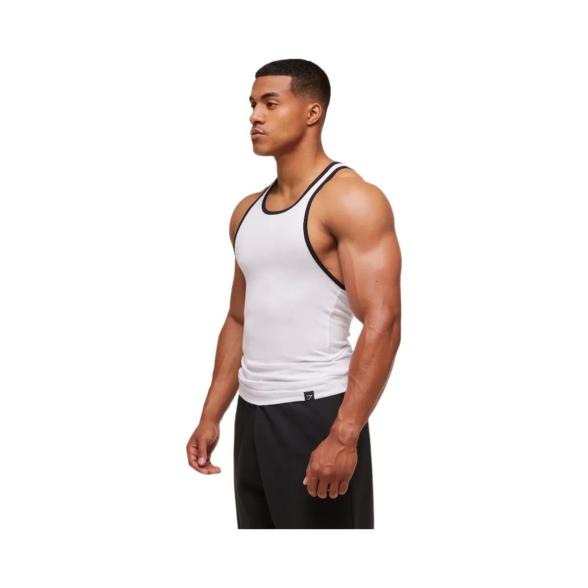 Gymshark Ribbed Tank 1PK - White/Black - HypeFly India View 2