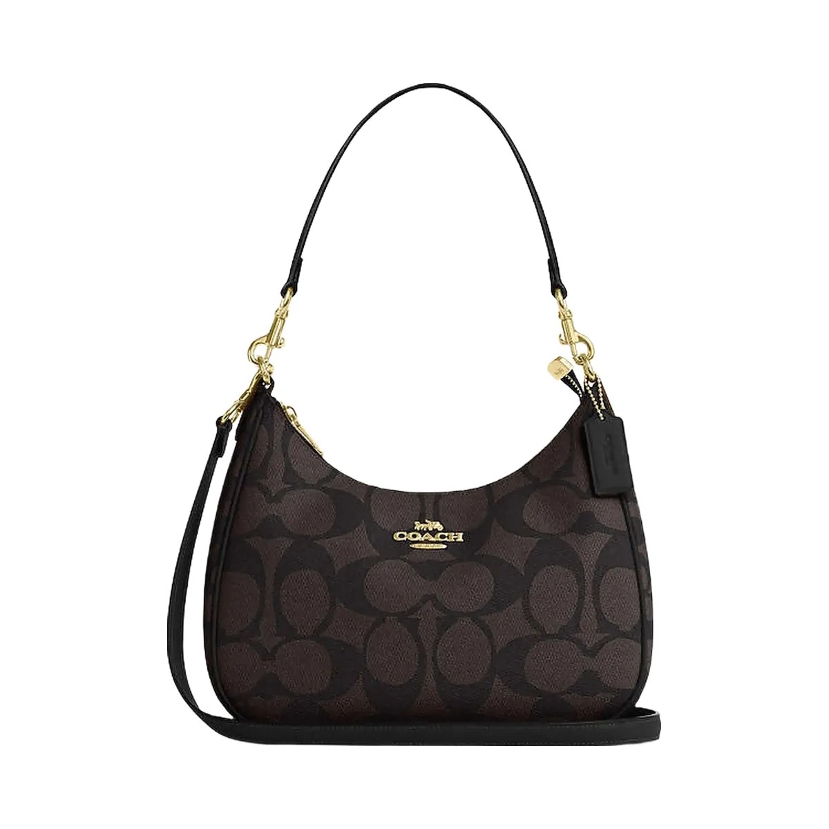 Coach Teri Hobo Bag In Blocked Signature Canvas Signature Canvas-Gold-Walnut-Tan - HypeFly India View 1