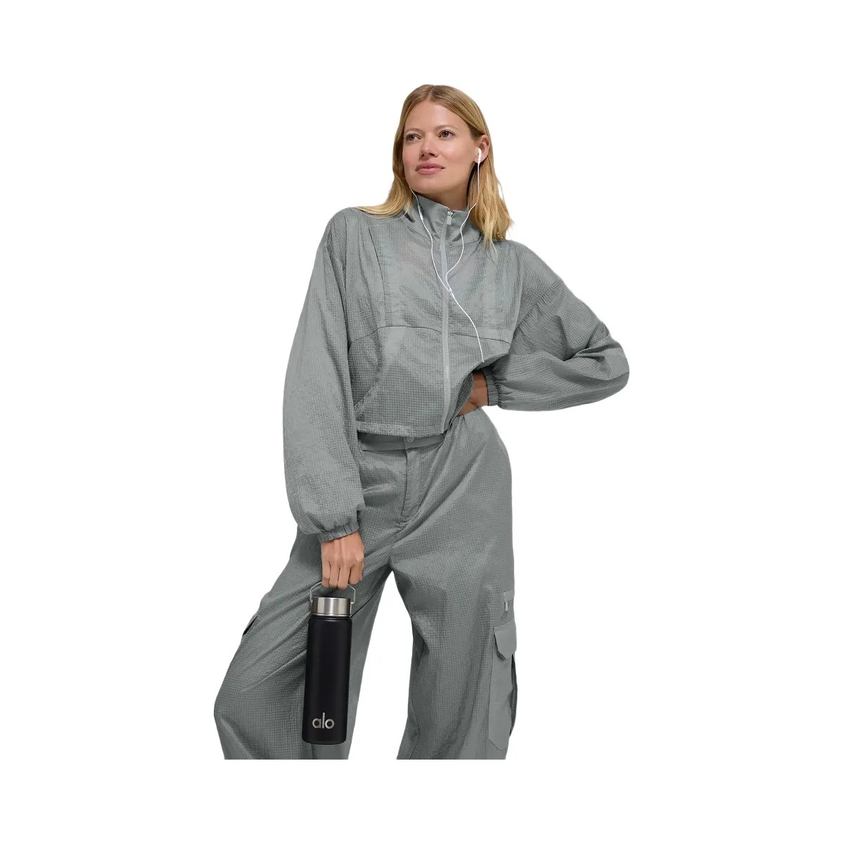 Alo Women's Game Time Full Zip Jacket - Lunar Grey - HypeFly India View 1