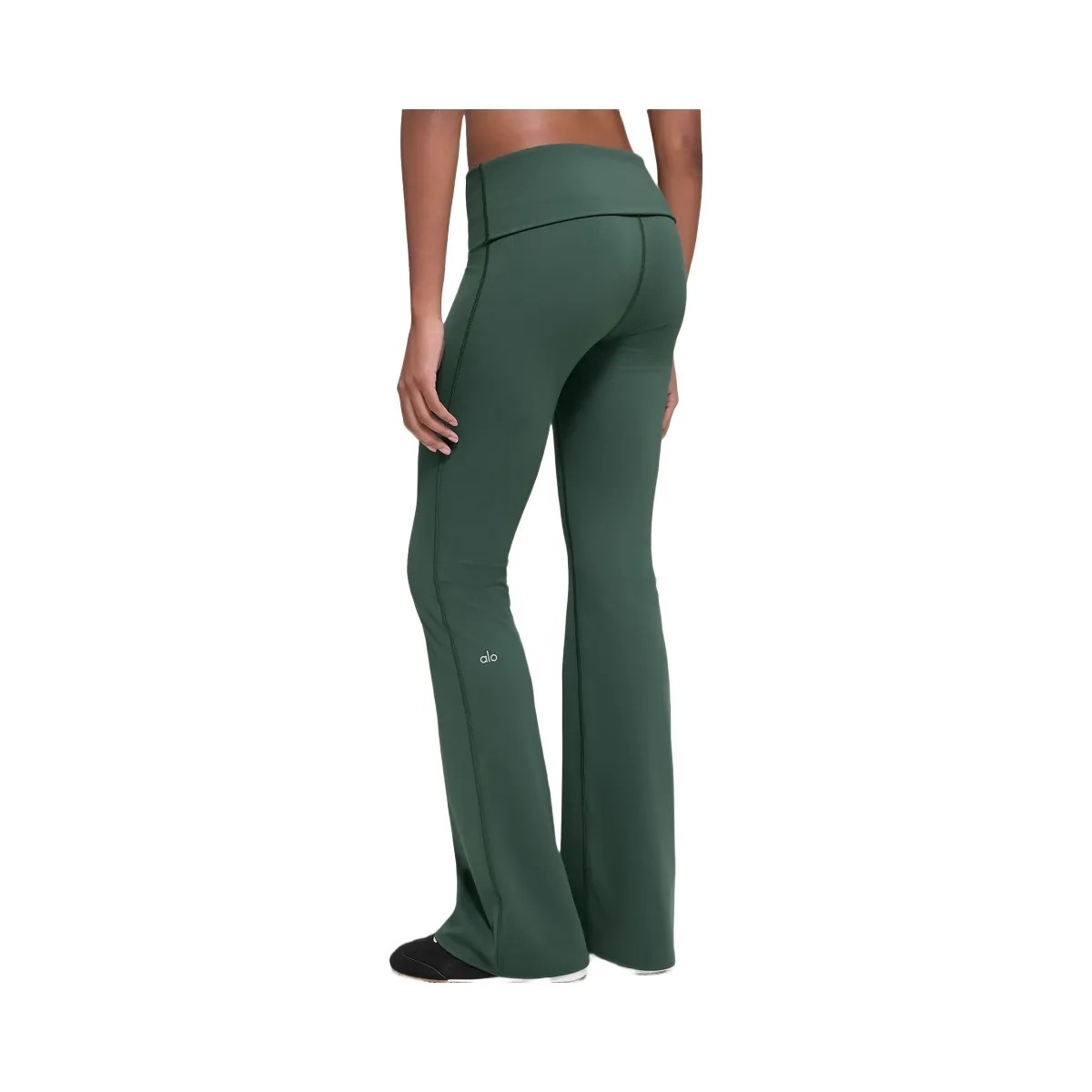 Alo Women's ALO Softsculpt Foldover Flare Legging - Clover Green - HypeFly India View 3