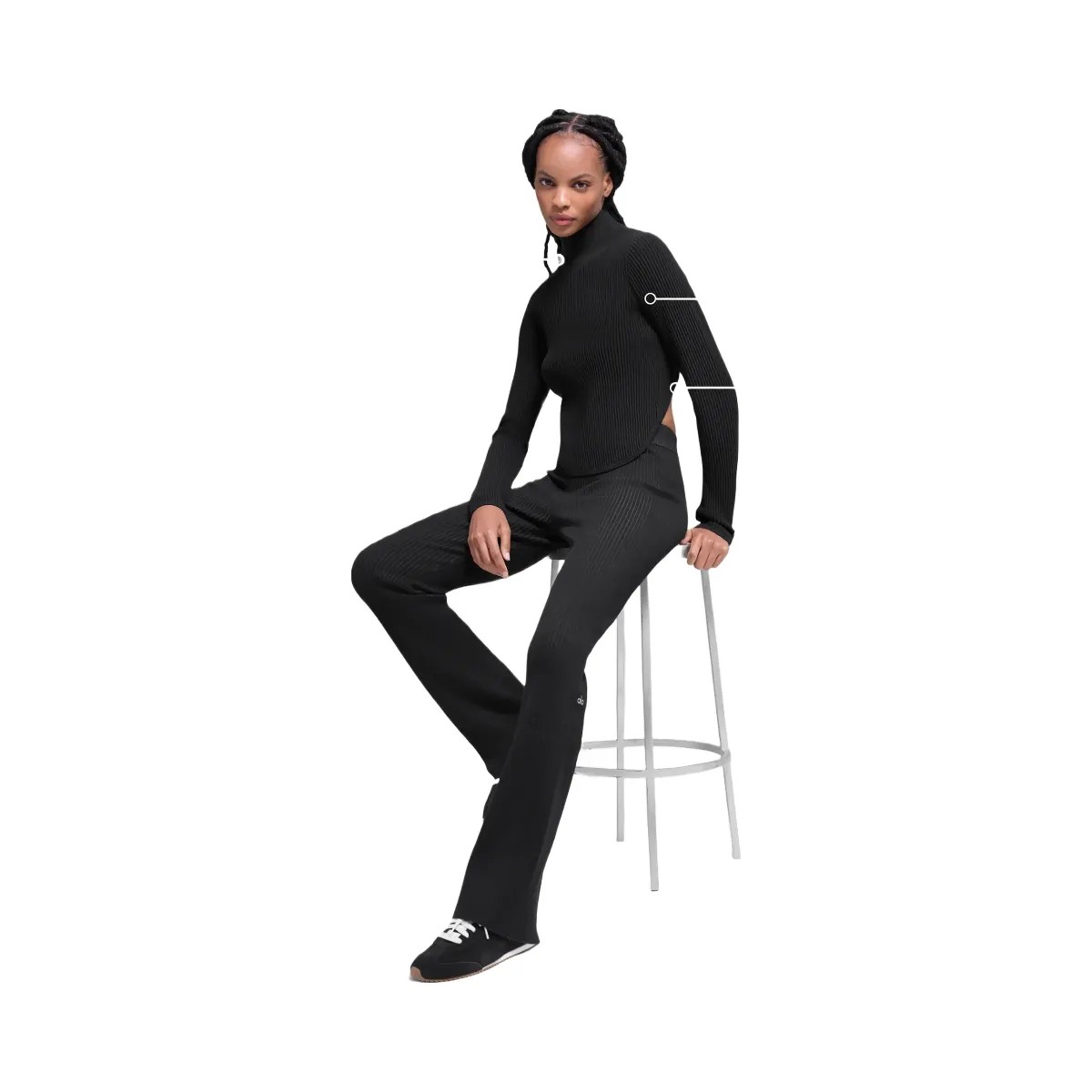 Alo Women's Denim Knit Backless Long Sleeve - Black/Anthracite - HypeFly India View 2