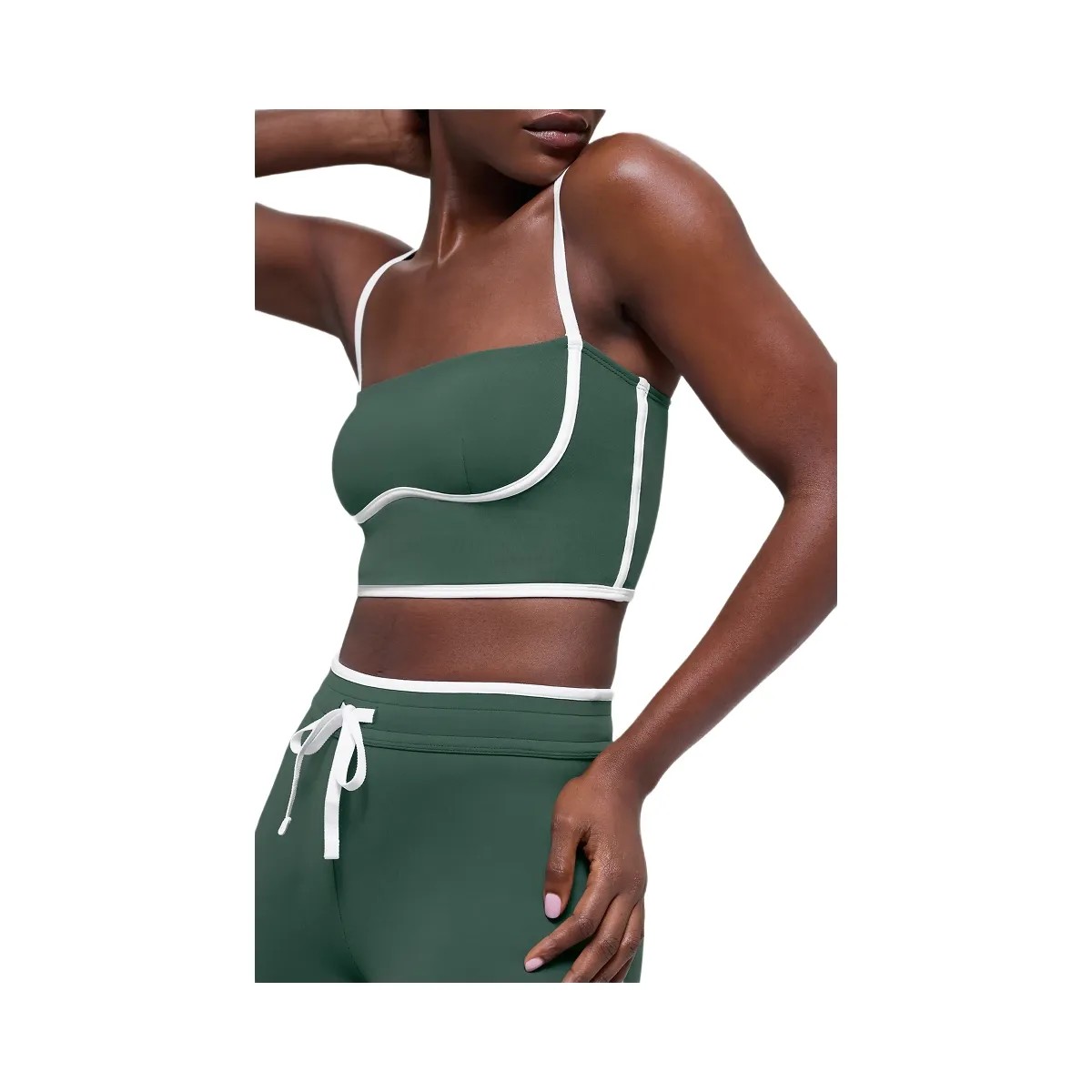 Alo Women's Airbrush Streamlined Bra Tank - Clover Green/White - HypeFly India View 3