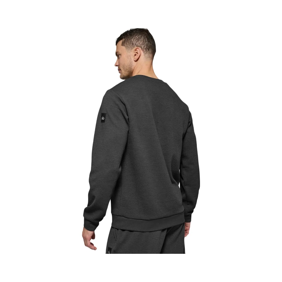 Alo Men's Waffle Lounge Long Sleeve Crew - Anthracite - HypeFly India View 1