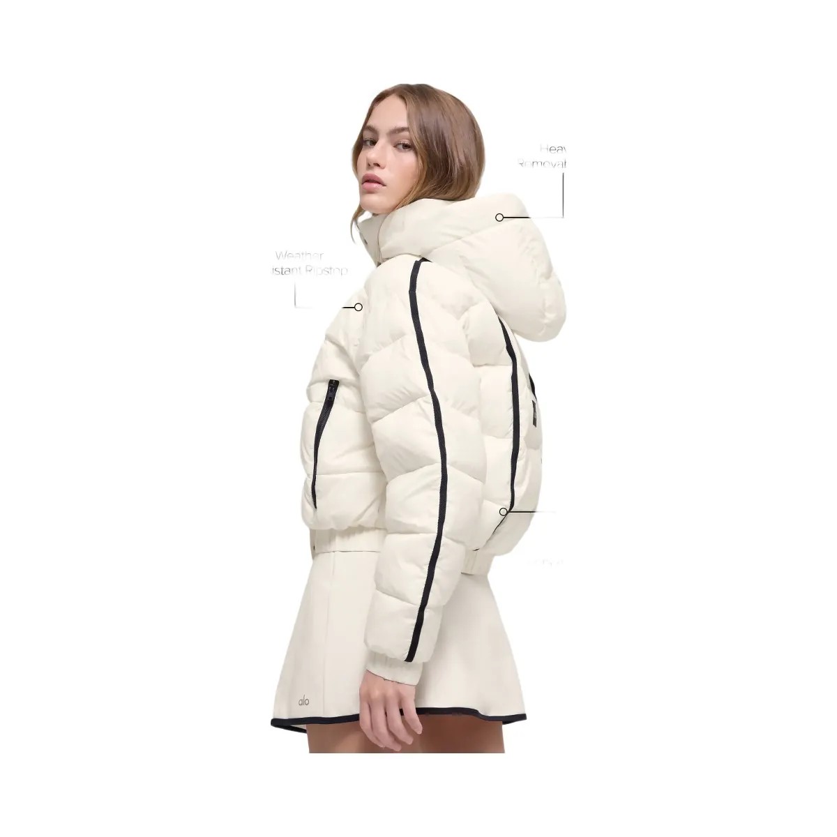 Alo Women's Aspen Love Puffer Jacket - Ivory - HypeFly India View 2