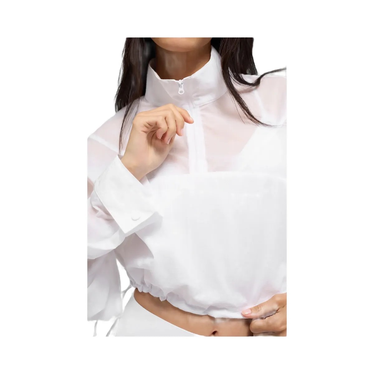 Alo Women's Cropped 1/4 Zip Aerial Pullover - White - HypeFly India View 5