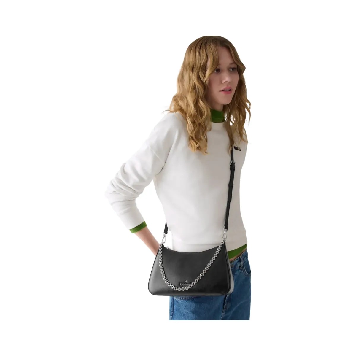 Kate Spade Margot Textured Patent Leather Convertible Crossbody Black - HypeFly India View 2